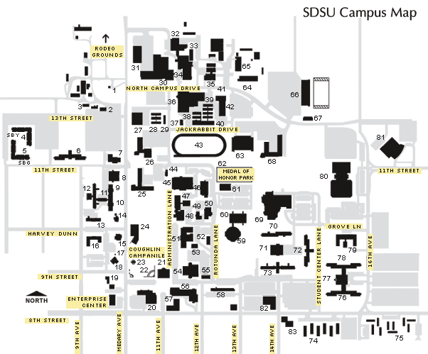 South Dakota State University Campus Map Map 0919