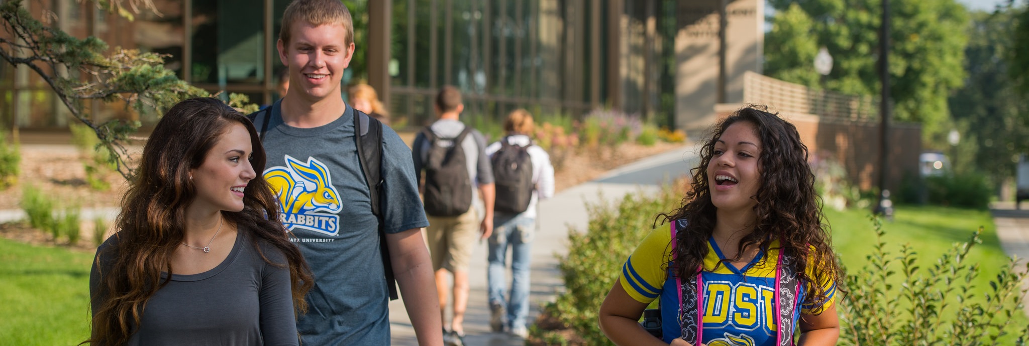 Students walking on campus.