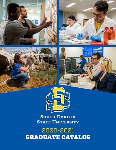image of the 2020-2021 Graduate Catalog cover.  SDSU logo.
