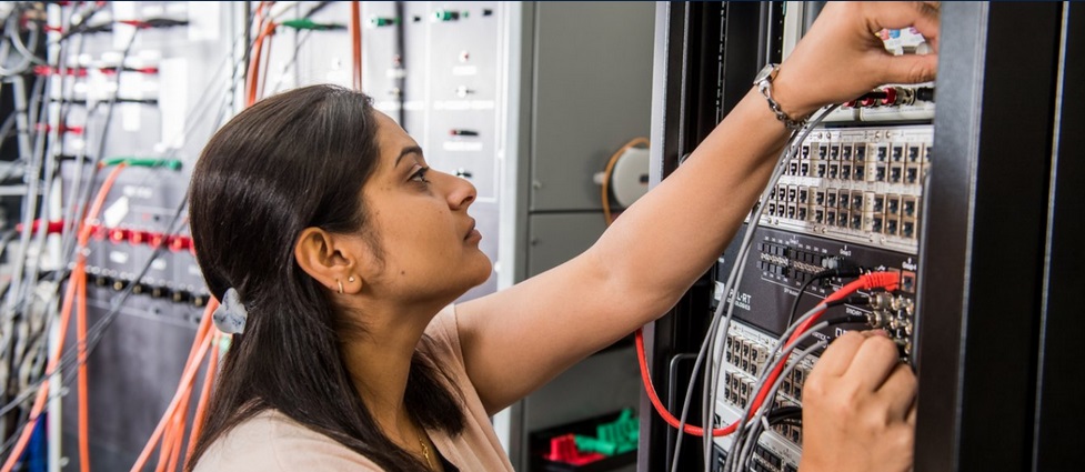 Student working in the microgrid lab.