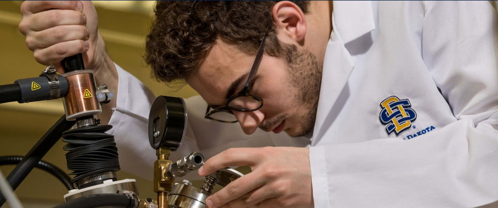 Student working in a lab.