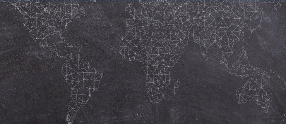 View of the world connected by lines.