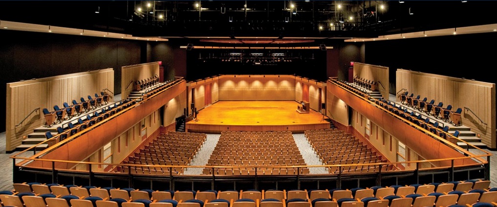View of the performing arts theatre when it is empty.