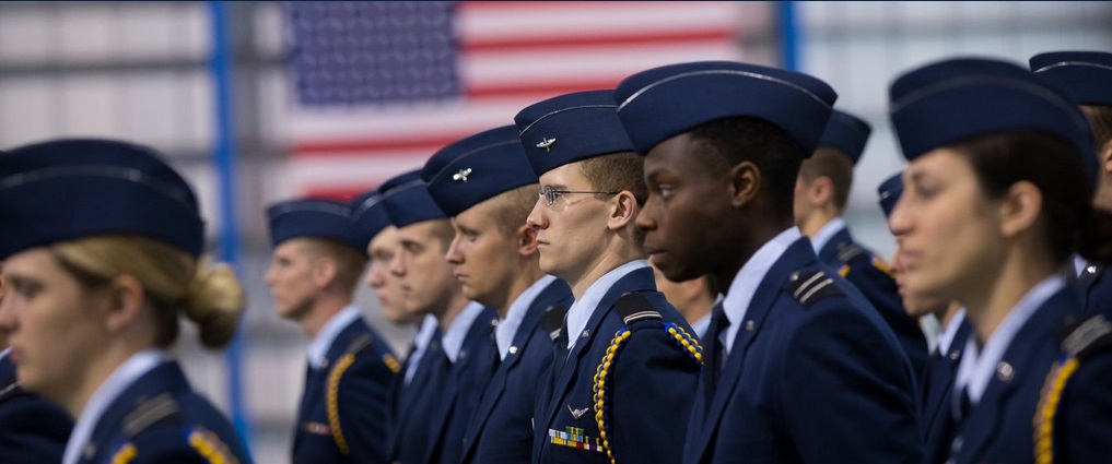 View of cadets standing in a line.