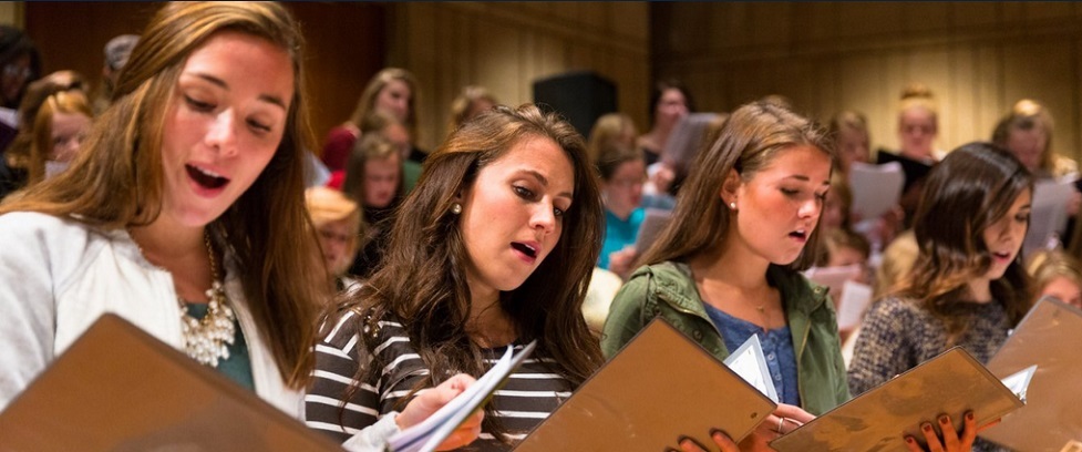 Students singing.