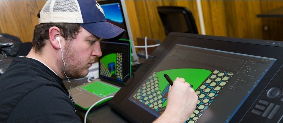 Student working on a computer.