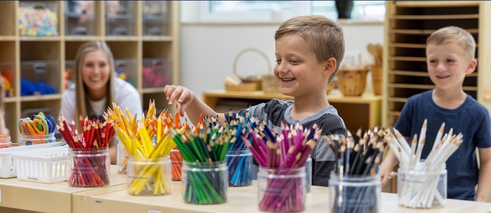 Student teacher in a classroom.