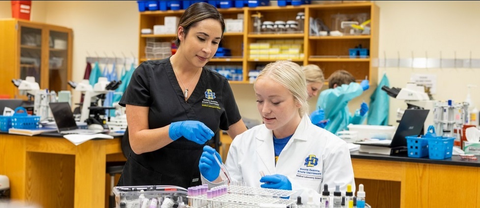 Student working in a lab.