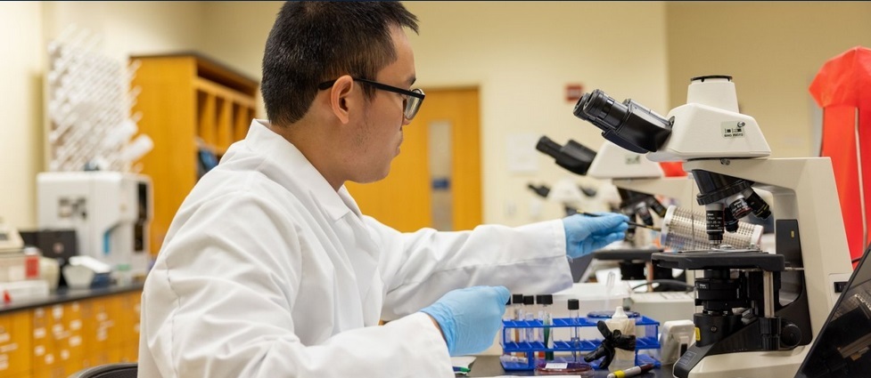 Student working in a lab.