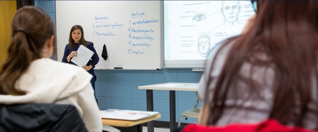 Instructor presenting to classroom.