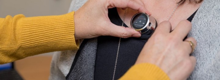 View of someone holding a stethoscope.