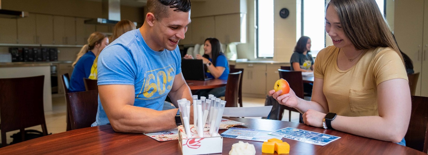 View of students in a nutrition lab.