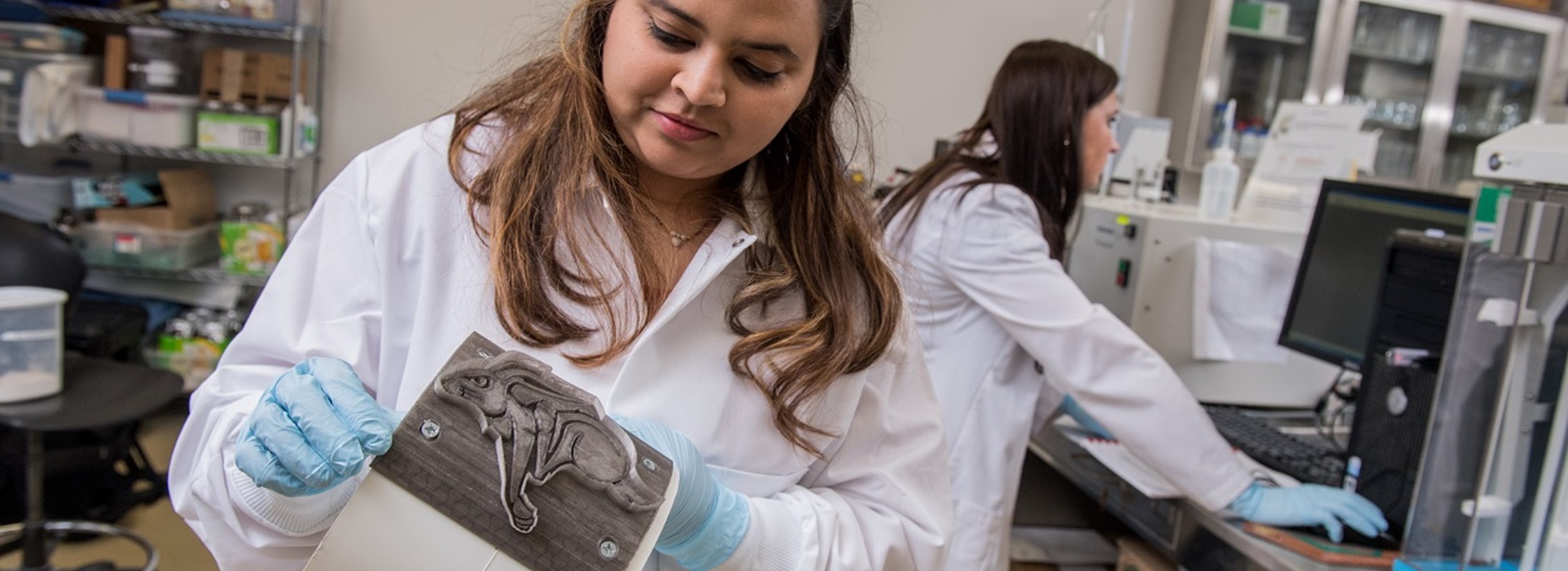 Student in a food lab.