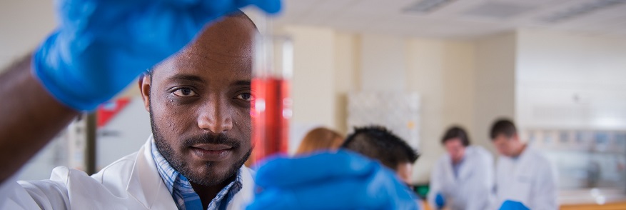 Student working in a lab.