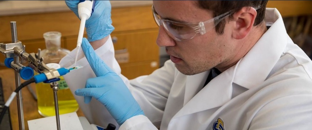 Student working in a lab.