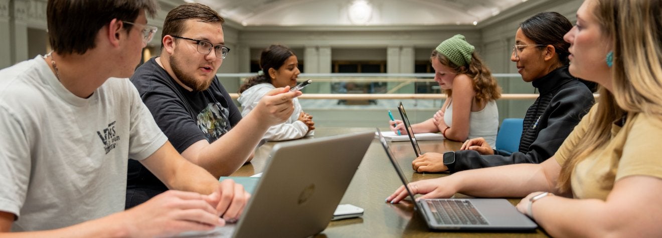 Students studying in Lincoln Hall.
