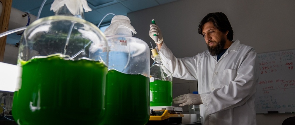 Student working in a lab.