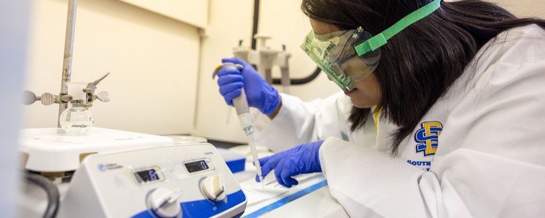 Student working in a lab.